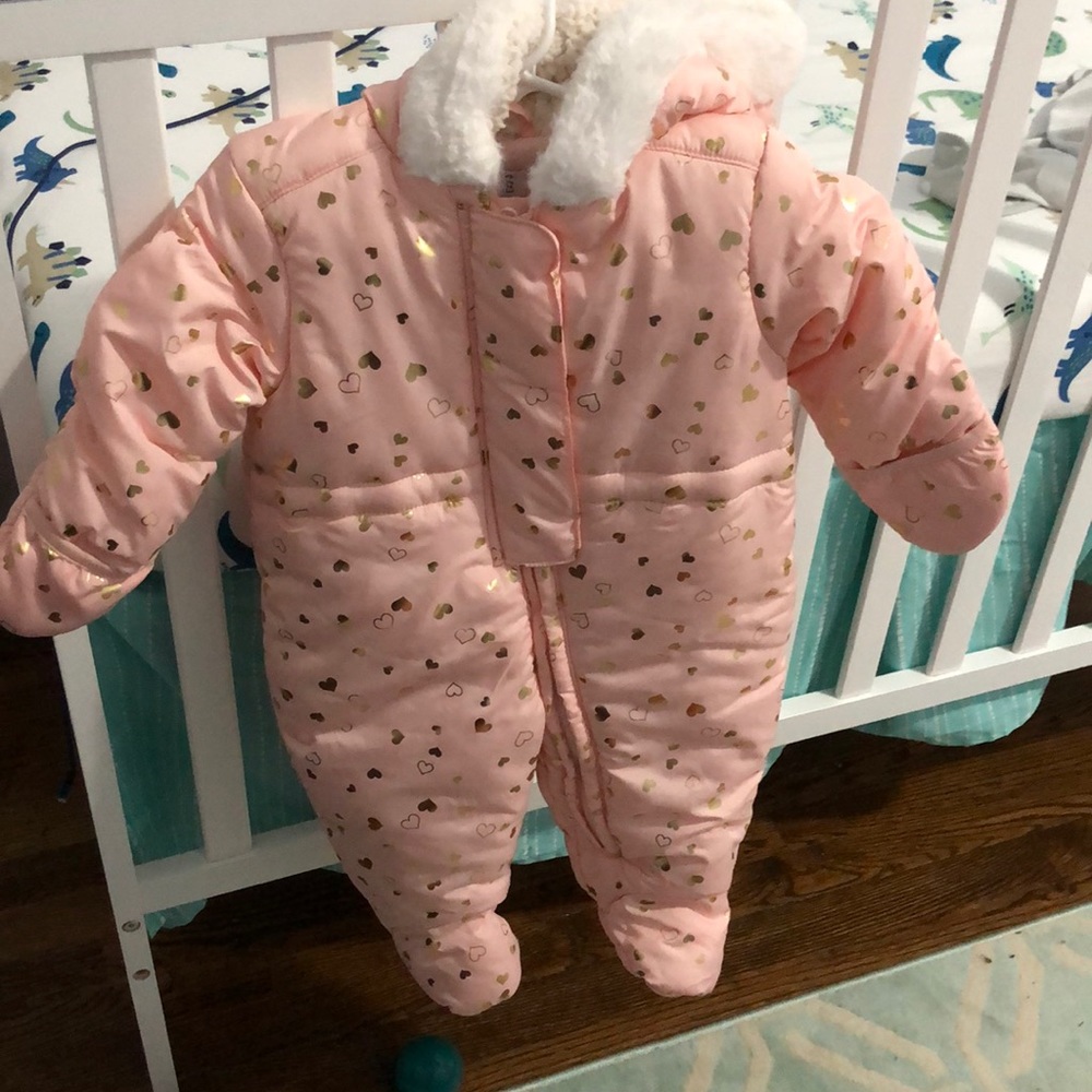 Snow suit pinks and gold